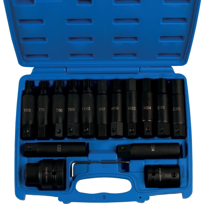 Impact Bit & Socket Set 3/4inch Drive & 1inch Drive 16-Pieces