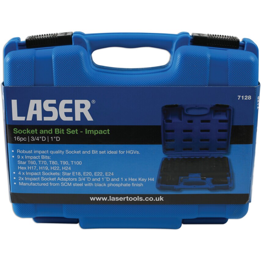 Impact Bit & Socket Set 3/4inch Drive & 1inch Drive 16-Pieces