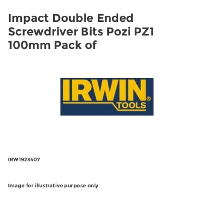 Impact Double Ended Screwdriver Bits Pozi PZ1 100mm Pack of