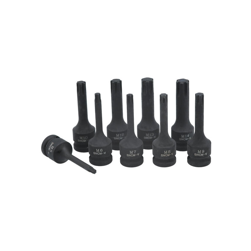 Impact Ribe Socket Bit Set 1/2"D9 Piece