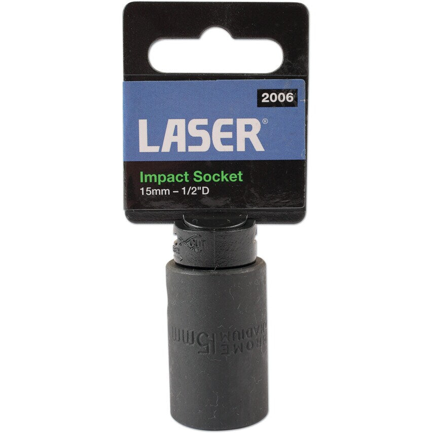 Impact Socket 1/2"D 15mm with Retail POS