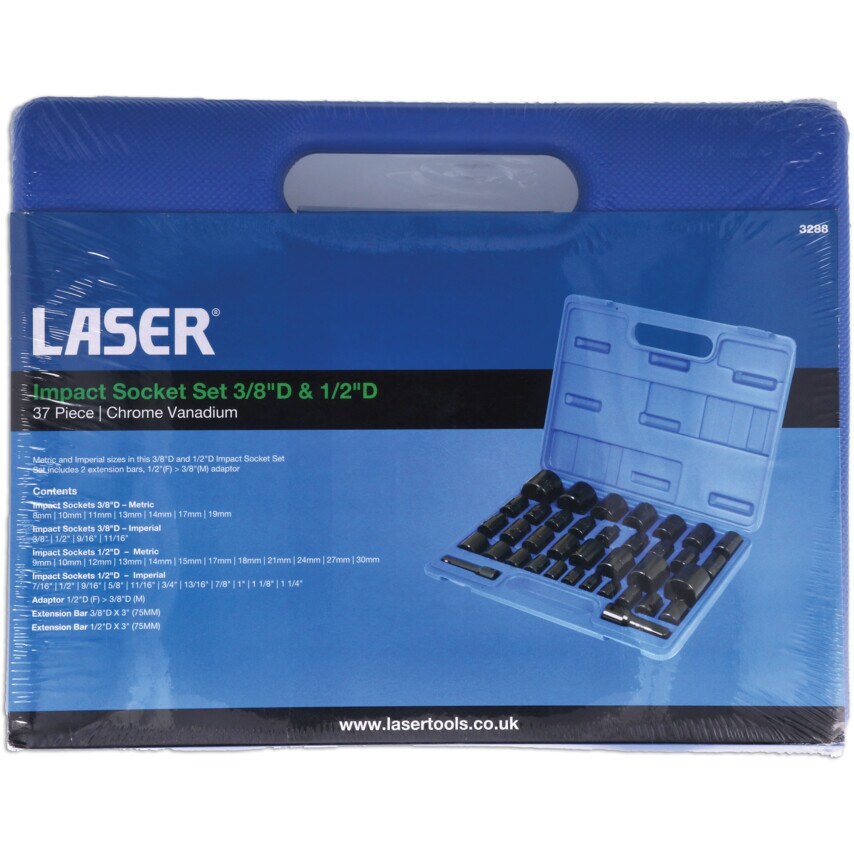 Impact Socket Set 3/8inch Drive 1/2inch Drive 37-Piece