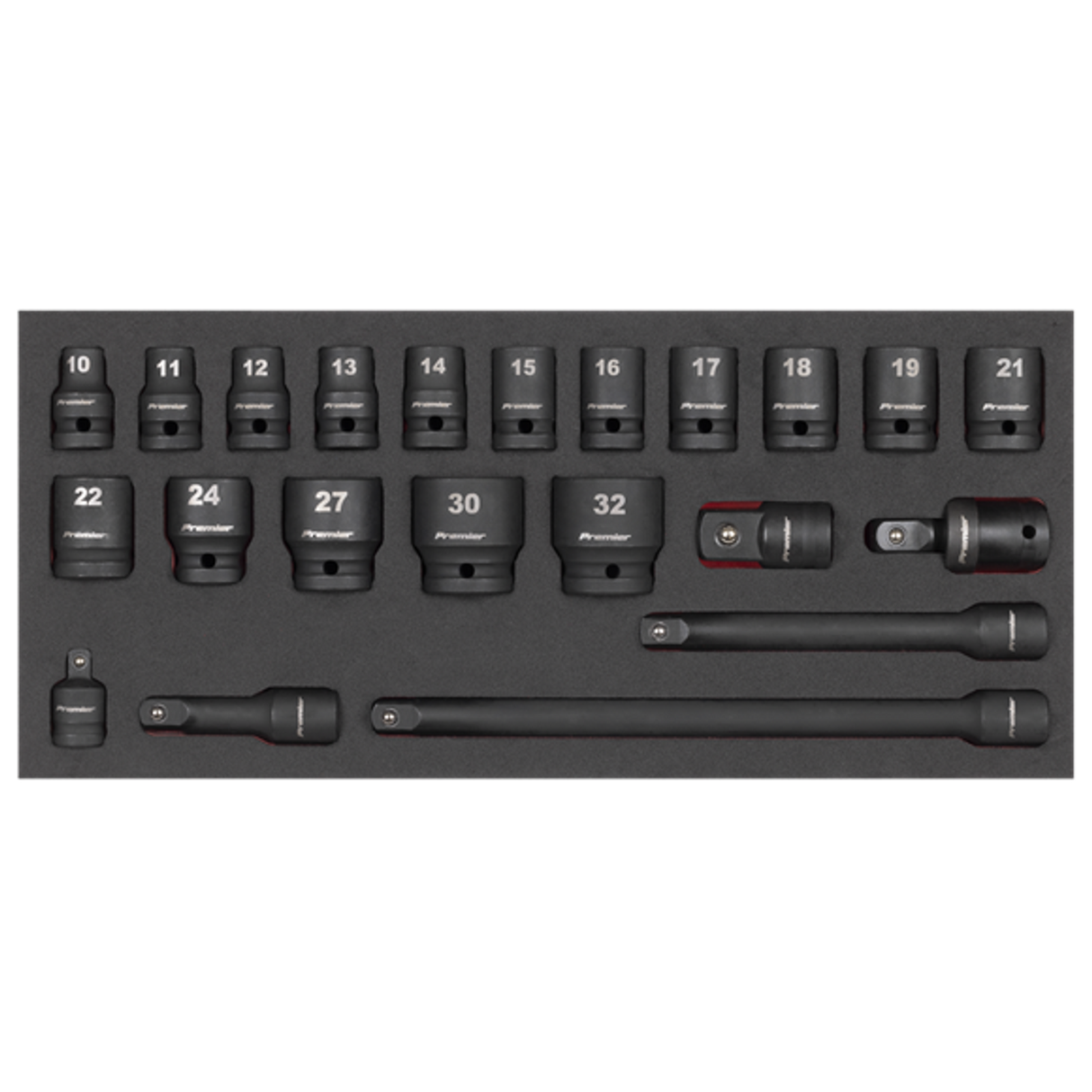 Impact Socket Set with Tool Tray 1/2inSq Drive 22 Piece