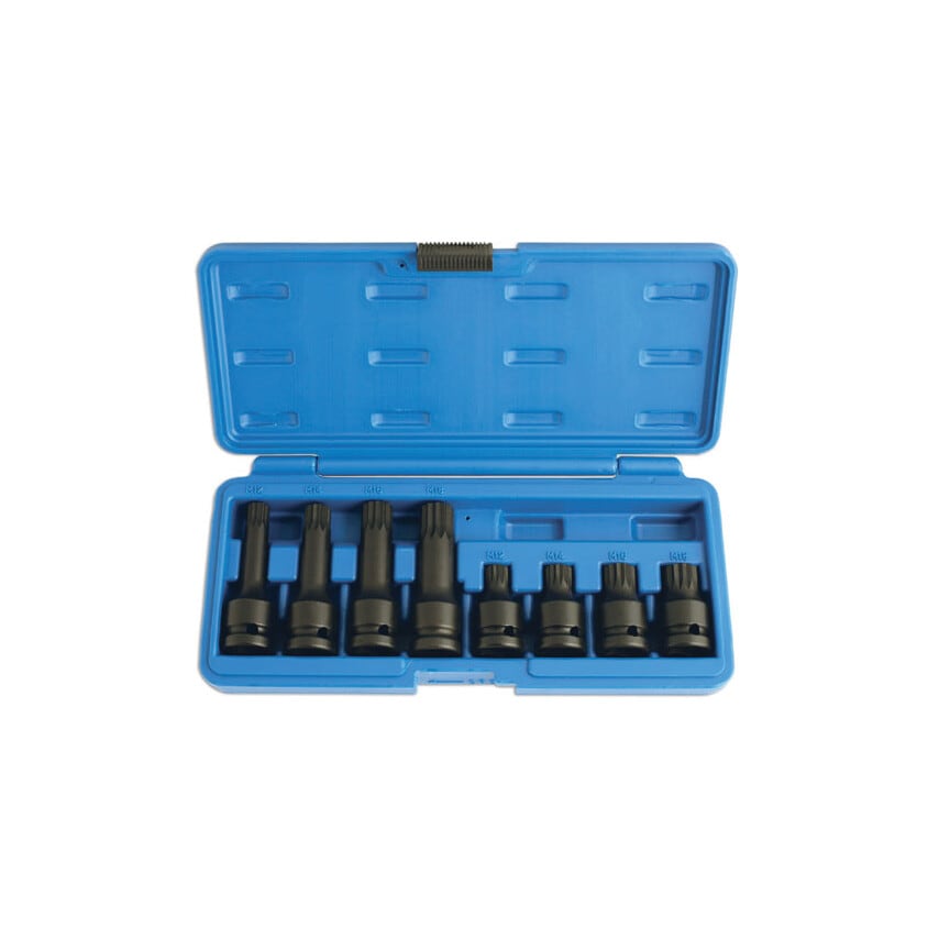 Impact Tamperproof Spline Socket Bit Set 1/2"D 8 Piece