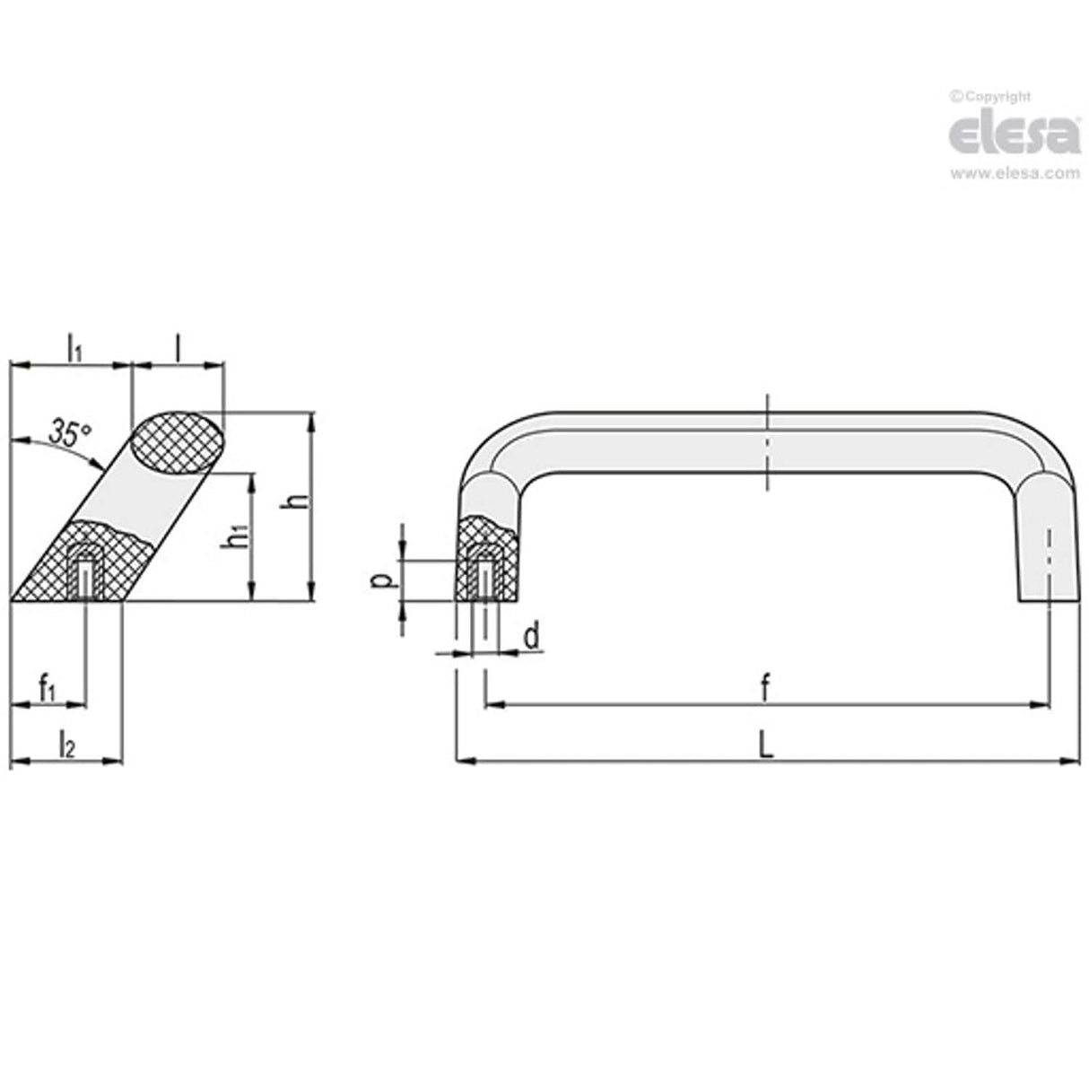 Inclined handle-M.743/190 B-M8