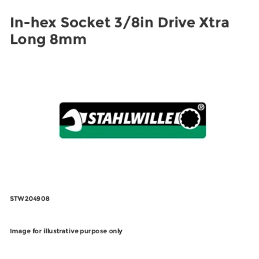 In-hex Socket 3/8in Drive Xtra Long 8mm