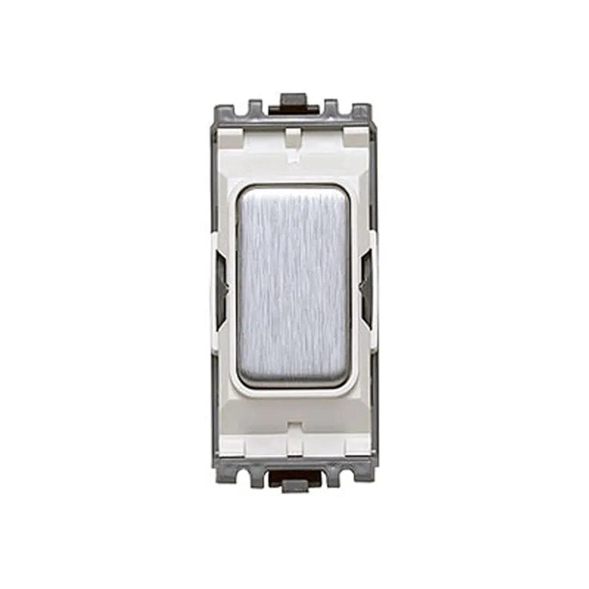 Insert 1 Module Blank Brushed Stainless Steel White Inserts