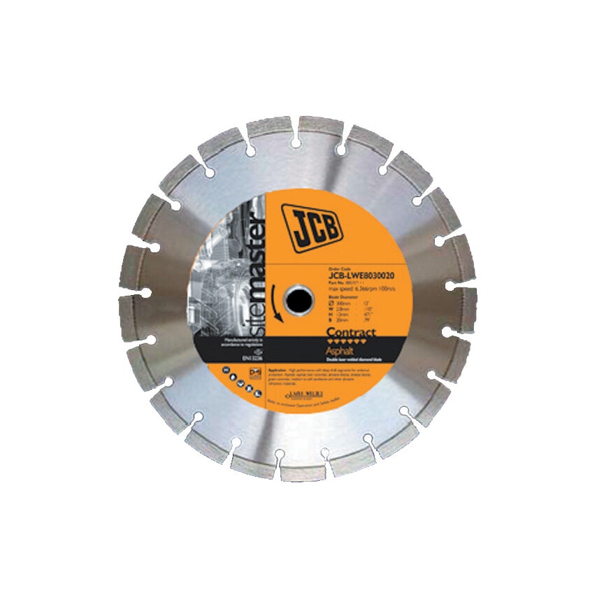 JCB LWE80 300mm Diamond Blade 20mm Bore Asphalt