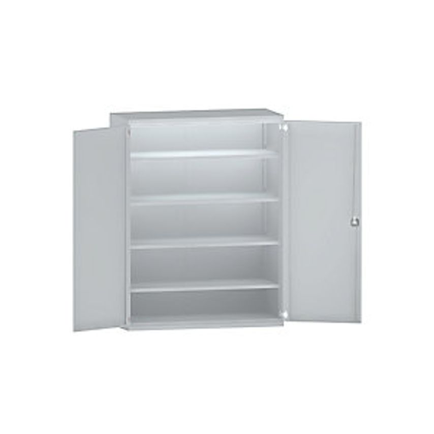 JUMBO Heavy Duty Cupboard Sheet Steel, 4 Full-Width Shelves, Light Grey/Light Grey