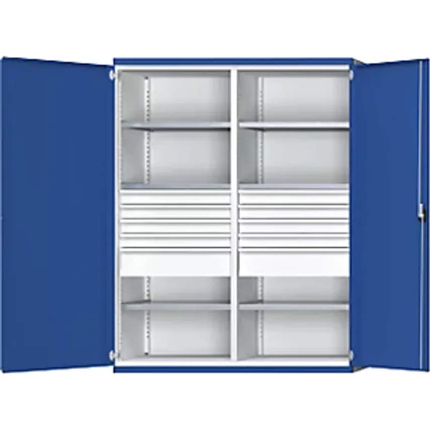 JUMBO Heavy Duty Cupboard With Centre Partition, 10 Drawers, HxWxD 1950 X 1484 X 690mm