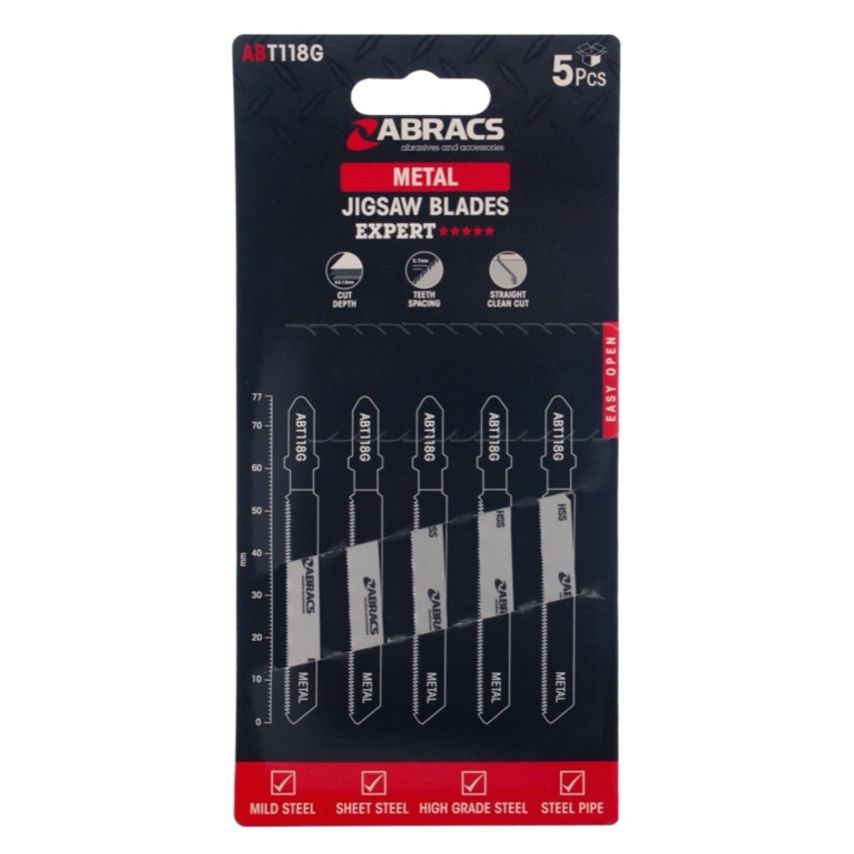 Jigsaw Blade for Metal Fine Straight Cut Pack of 5 - ABT118G