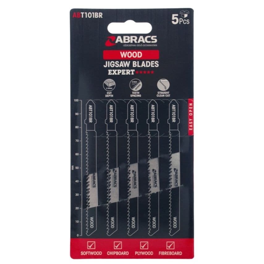 Jigsaw Blade for Wood Fine Clean Cut Pack of 5 - ABT101BR