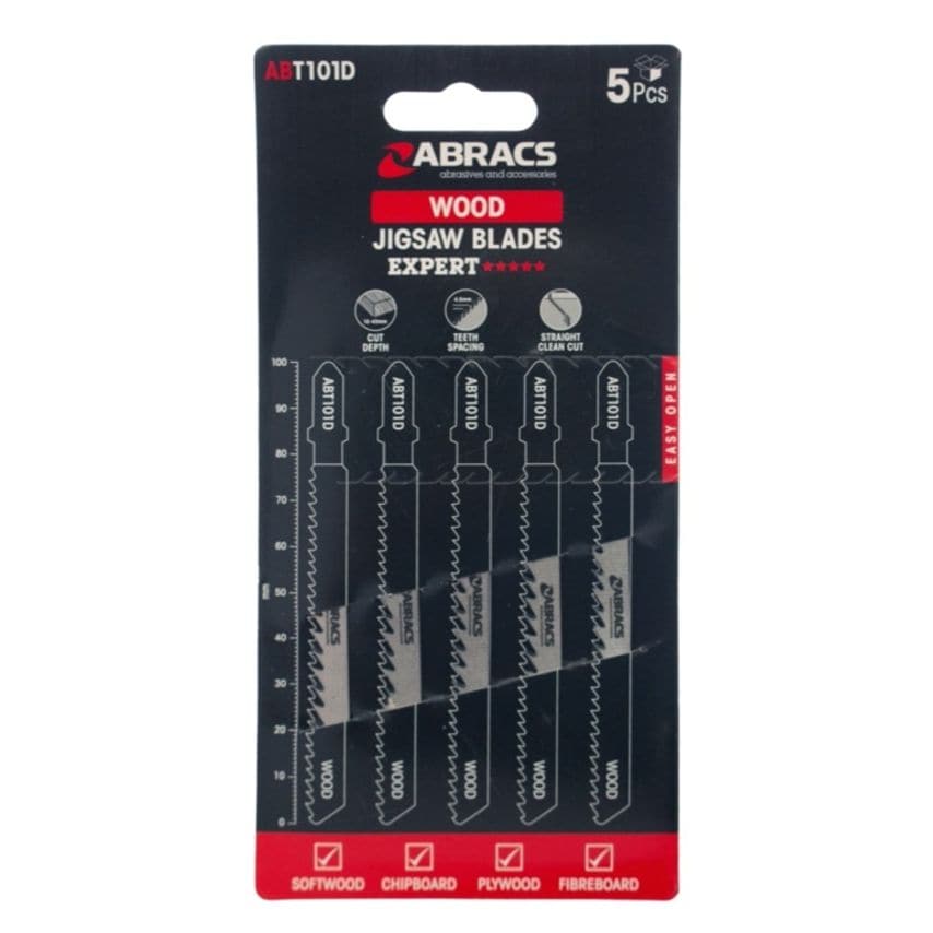 Jigsaw Blade for Wood Fine Clean Cut Pack of 5 - ABT101D