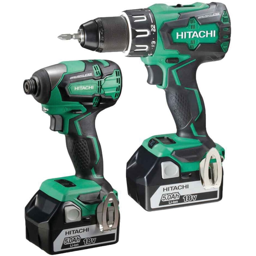 KC18DBFL2/JAZ 18V 2 Pce Cordless Brushless Kit - Combi Drill & Impact Driver Kit - 2 X 5.0AH Batteries - Charger - Case