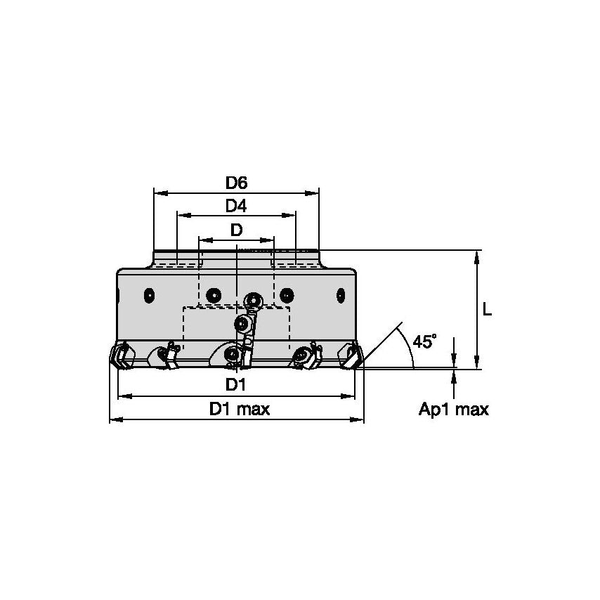 KCFM080R08HD07W2 KCFM45 Shell Mill D=80 Z=6+2