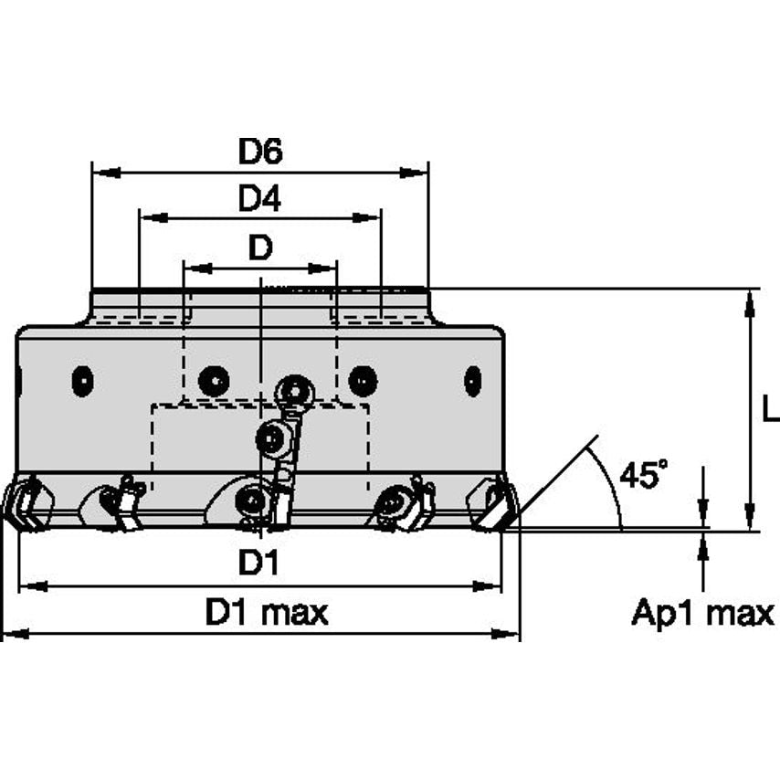 KCFM160R12HD07W4AS KCFM45 Shell Mill D=160 Z=8+4