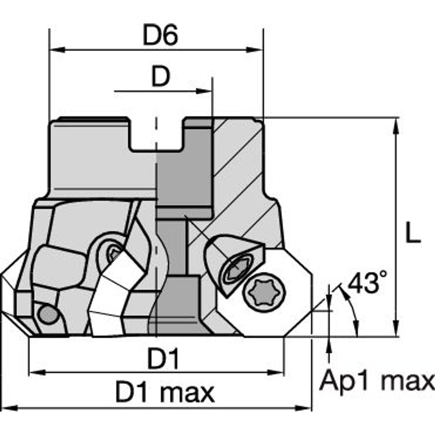 KFSR200OF5345F3 KSOM Mini Shell Mill D=2" Z=6