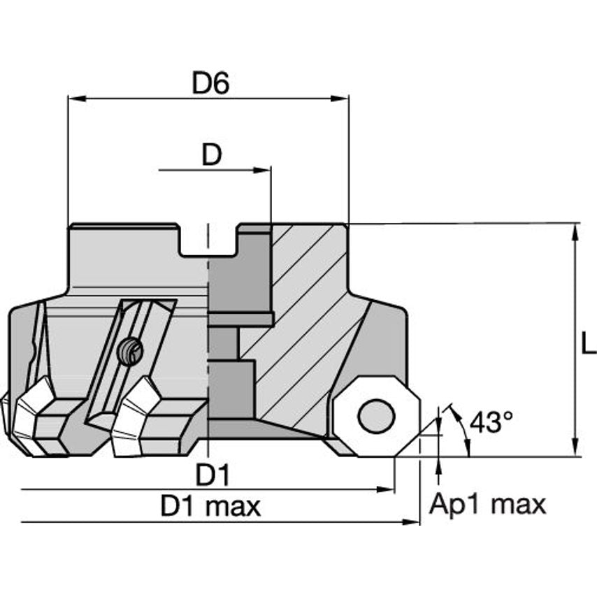 KFSR600OF6445M8 KSOM Shell Mill D=6" Z=12