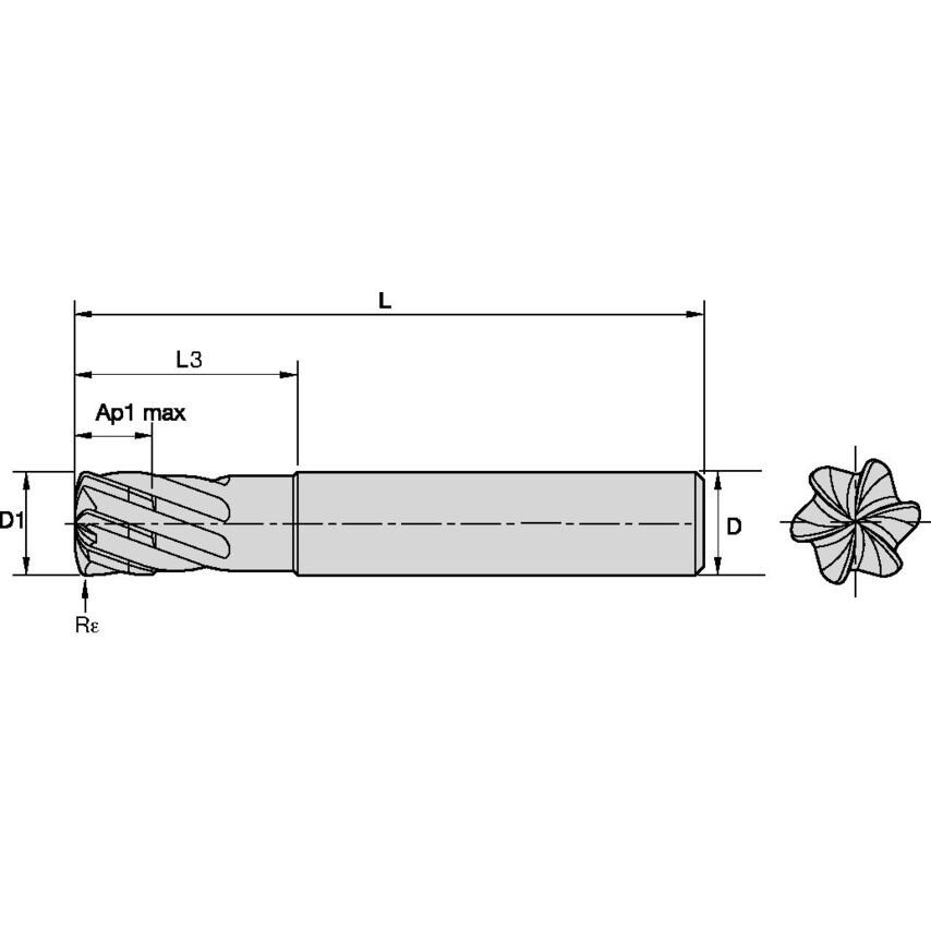 KHDA0375J6ANA End Mill KENFEED H 6F 3/8X3/8X1