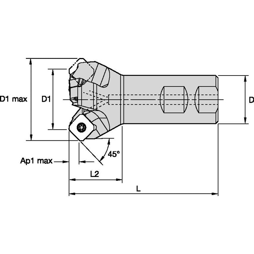 KISR197SE44345M Kssm 45 Weldon End Mill D=2" Z=