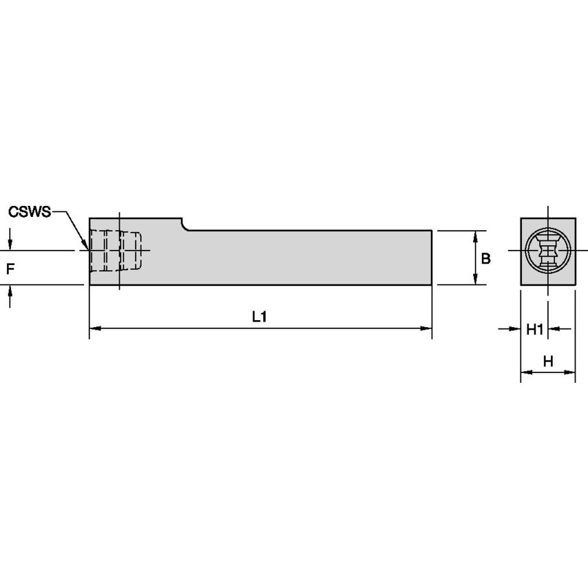 KM12LCM08400 KM12 Square Shank LH 0.5" X 0.