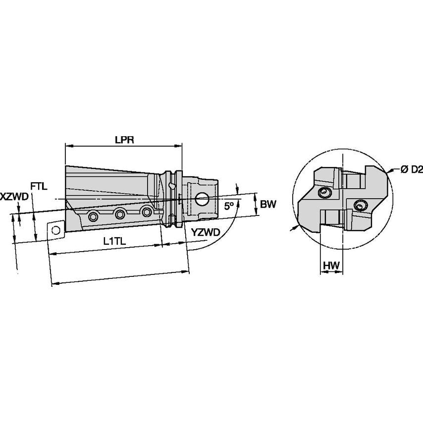 KM63XMZ2XSTALF2525Y KM63XMZ Axial 2X Sq Adapter LH
