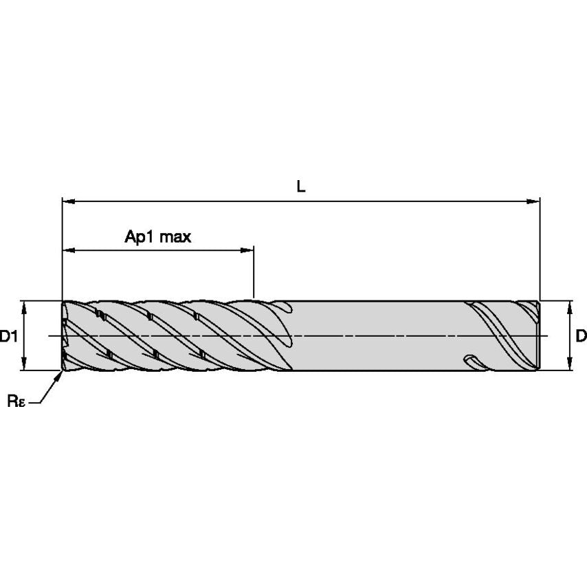 KOR6RA0750R225SLR060C End Mill KOR6 3/4X3/4X2 1/4X5 R