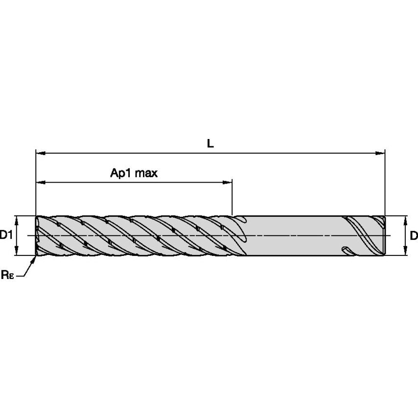 KOR6RA2000L100SLR100CM End Mill KOR6 20X20X100X166 R1