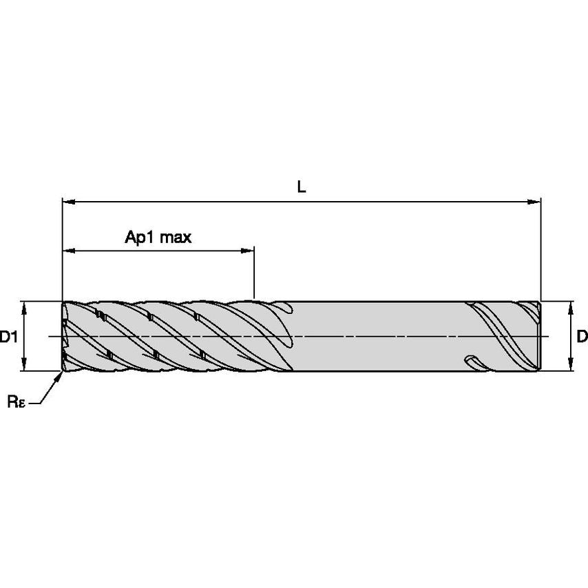 KOR6RA2000R060SLR100M End Mill KOR6 20X20X60X125 R1 S