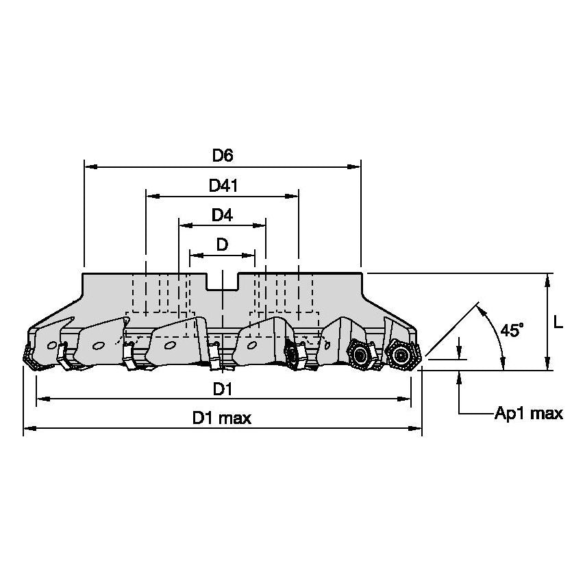 KSHR315C14RS45HN13 Dodeka Max 45 Shell Mill D=31