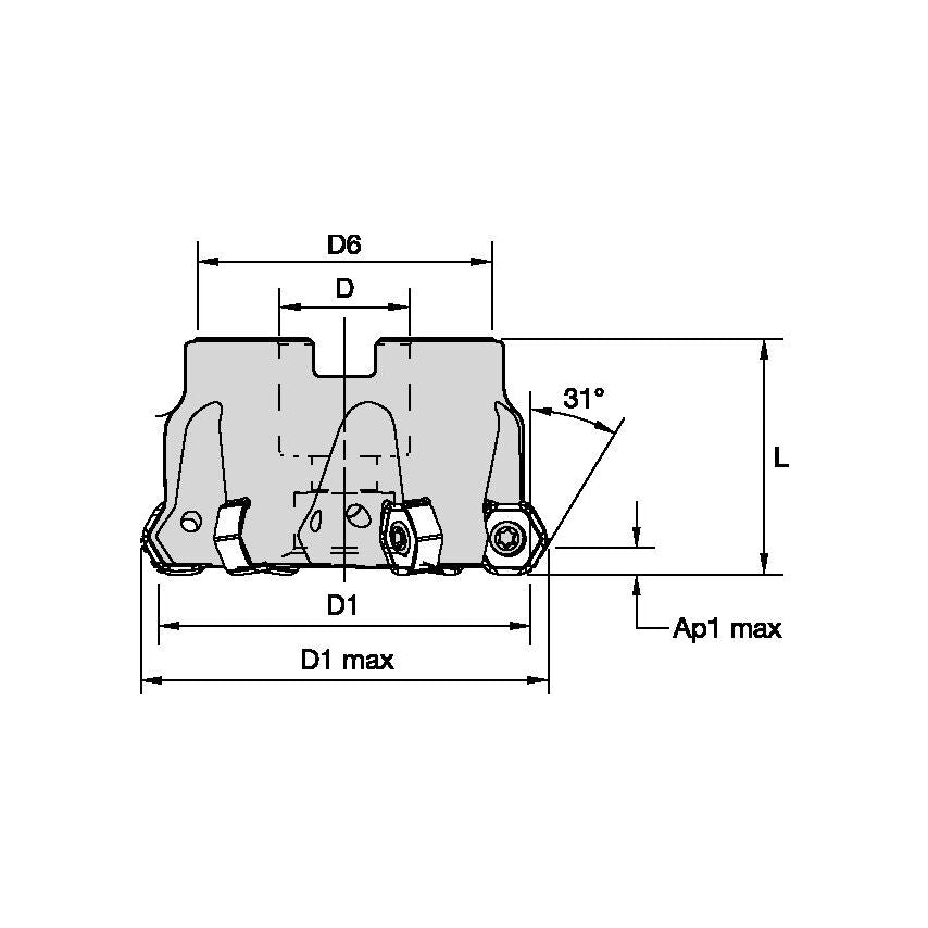 KSHRHD300HN43C4 Dodeka Mini 30 Shell Mill D=3"