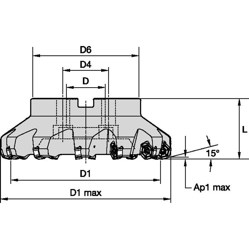 KSHRHF160C12RS15HN09 Dodeka HF 15 Shell Mill D=160