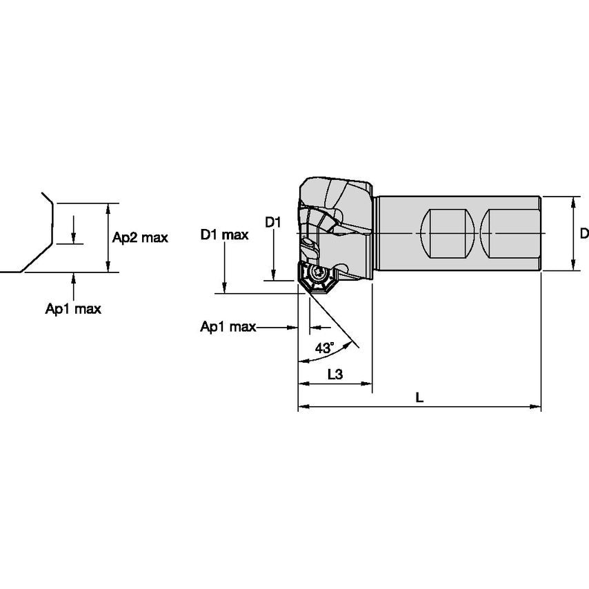 KSOM40R03B25OF06 KSOM Mini Weldon End Mill D=40