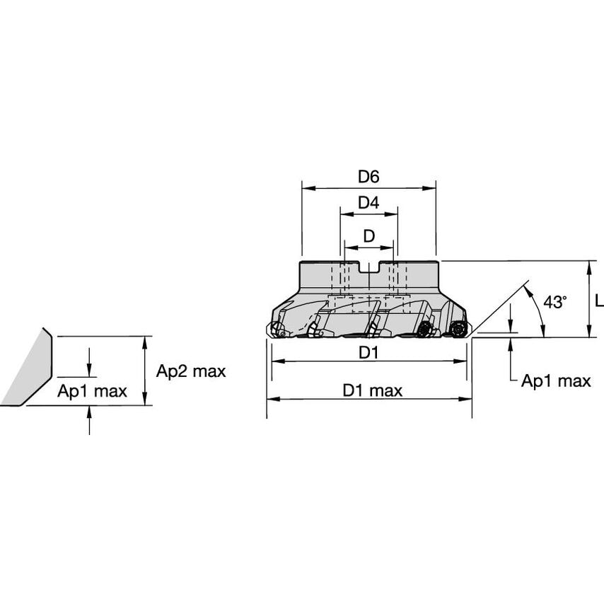 KSOM80R06OF06 KSOM Mini Shell Mill D=80 Z=6