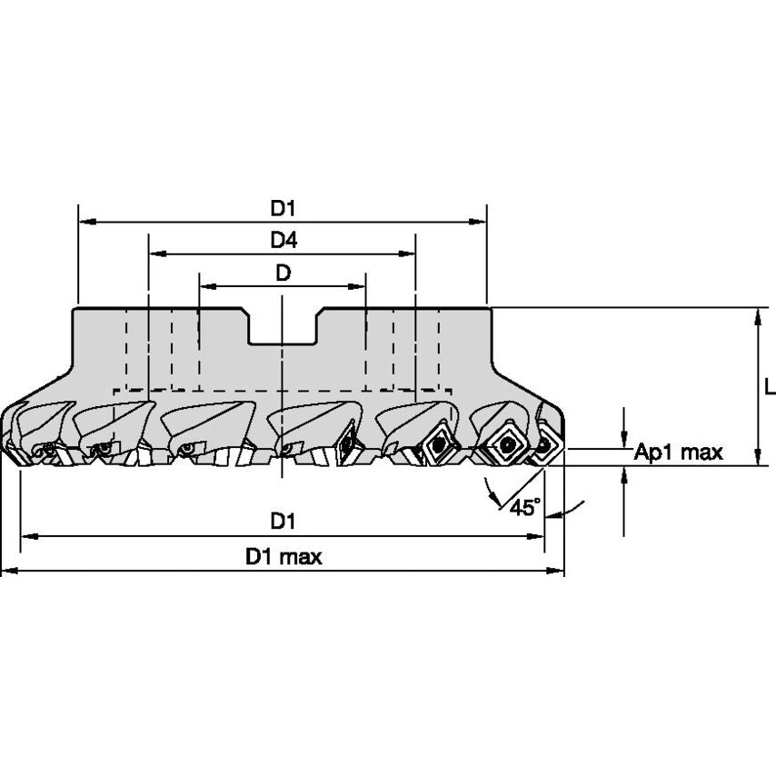 KSSISR600SE443BB45F8 Kssm 45 Bb Shell Mill D=6" Z=1