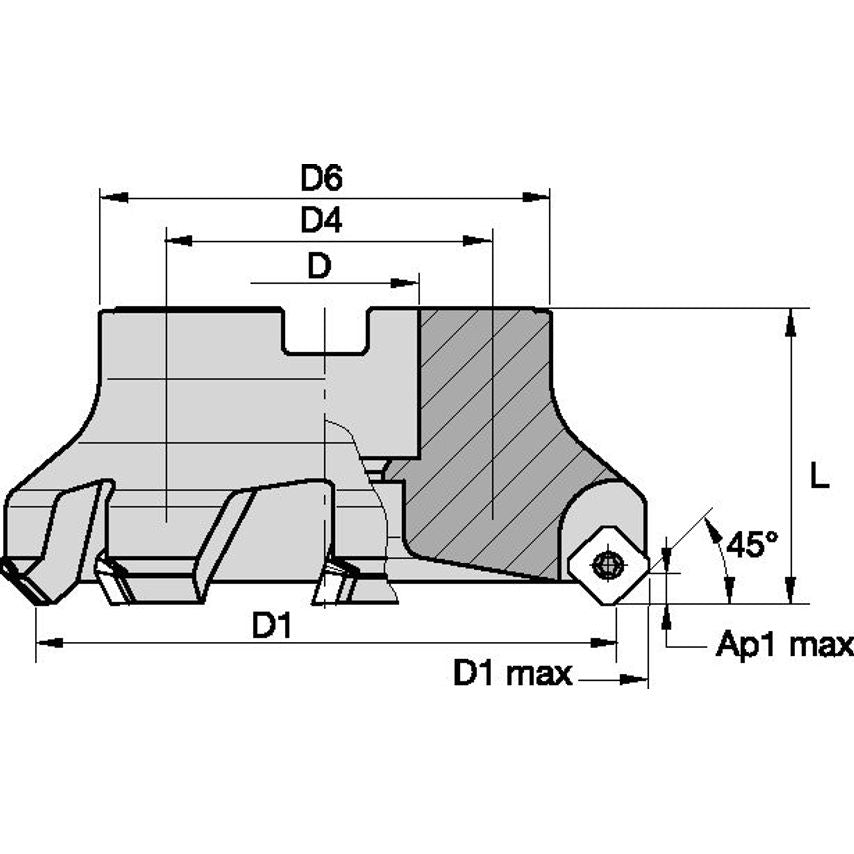 KSSISR787SE44345C10 Kssm 45 Shell Mill D=8" Z=8