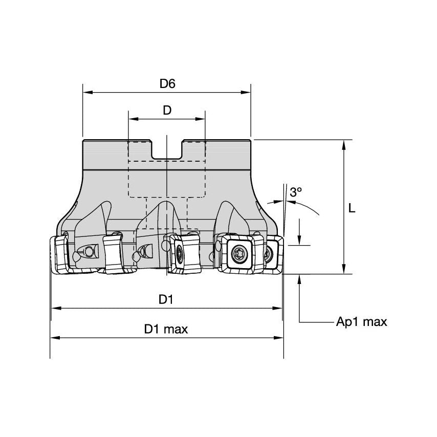 KSSM87D600SN440S150Z16 Kssm 8+ Shell Mill D=6" Z=16