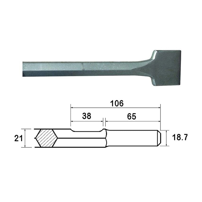 Kango Shank Straight Scaling Chisel 75 x 300mm FAIKAGSC75