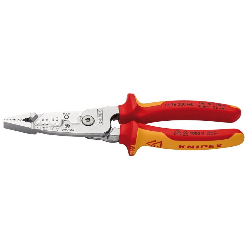 Knipex 13 76 200 ME Wire Stripper Metric Version Insulated with Multi-component Grips VDE-tested Chrome-plated 200mm