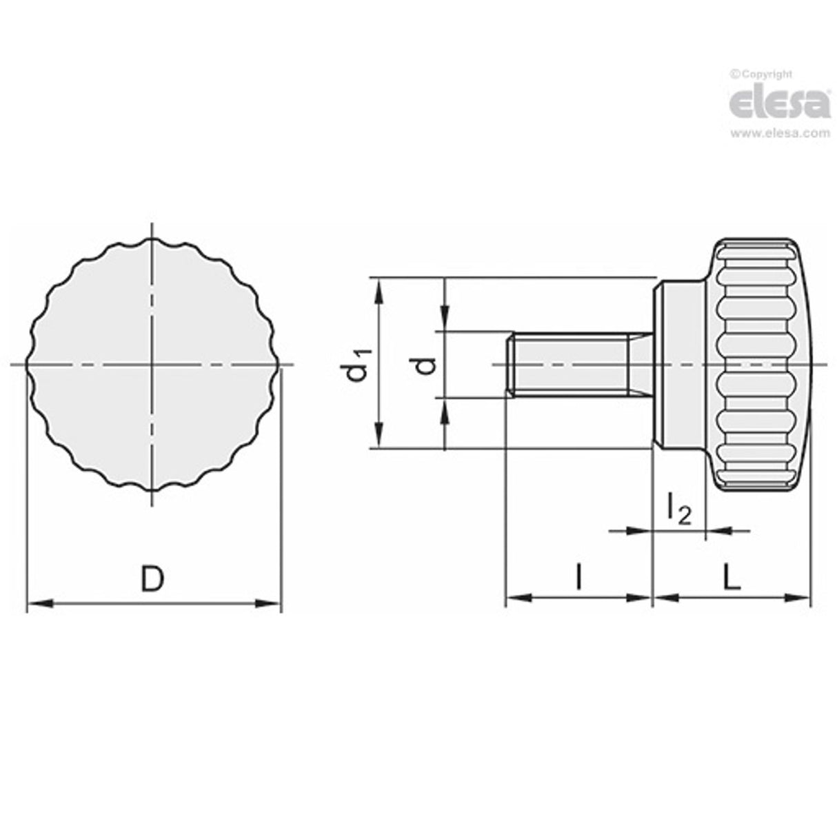 Knurled grip knob-BM.193/28 SST-p-M8x20