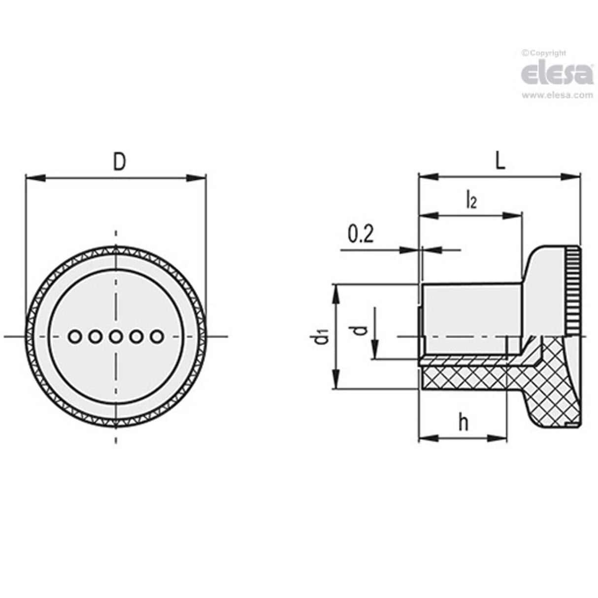 Knurled knob-EKK.21-SST M5-MD