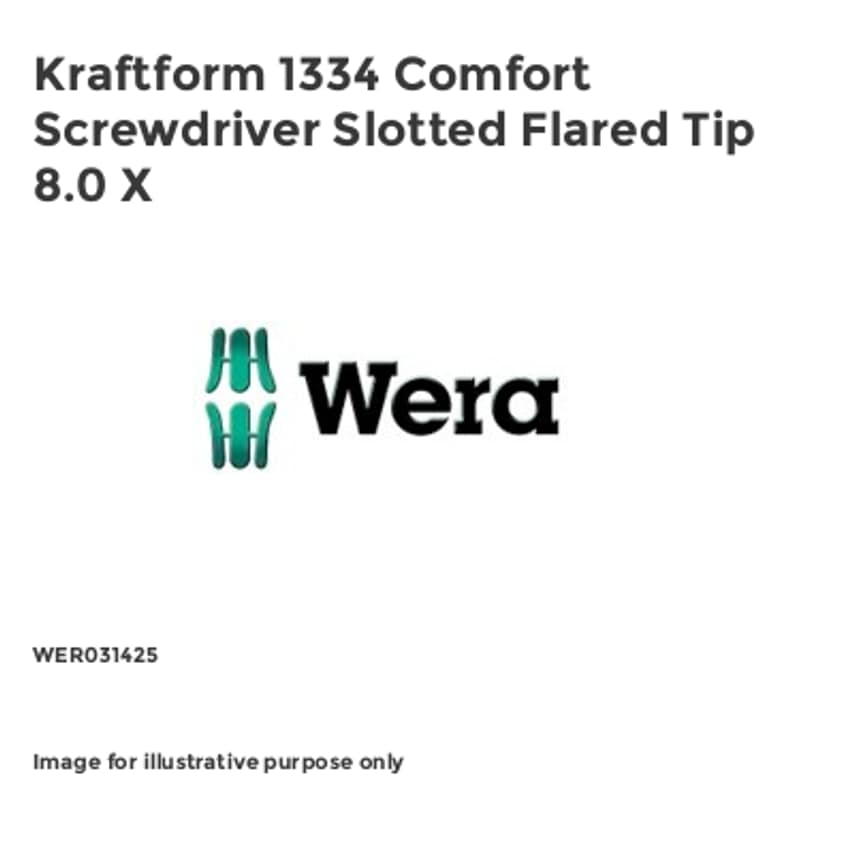 Kraftform 1334 Comfort Screwdriver Slotted Flared Tip 8.0 X