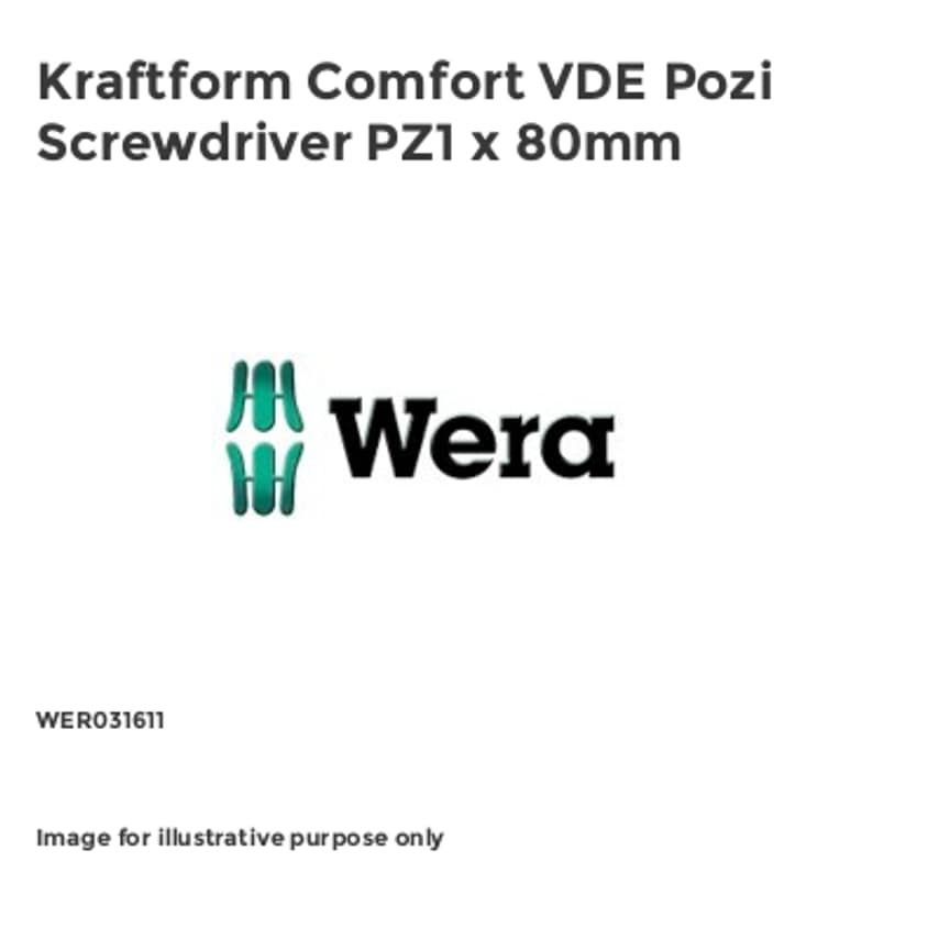 Kraftform Comfort VDE Pozi Screwdriver PZ1 x 80mm