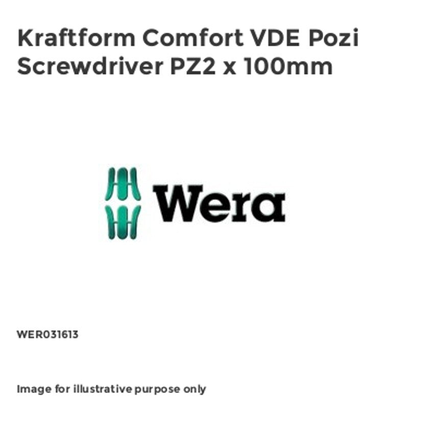 Kraftform Comfort VDE Pozi Screwdriver PZ2 x 100mm WER031613