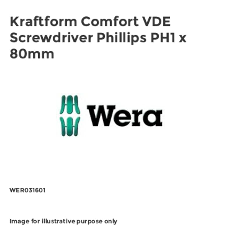 Kraftform Comfort VDE Screwdriver Phillips PH1 x 80mm WER031601