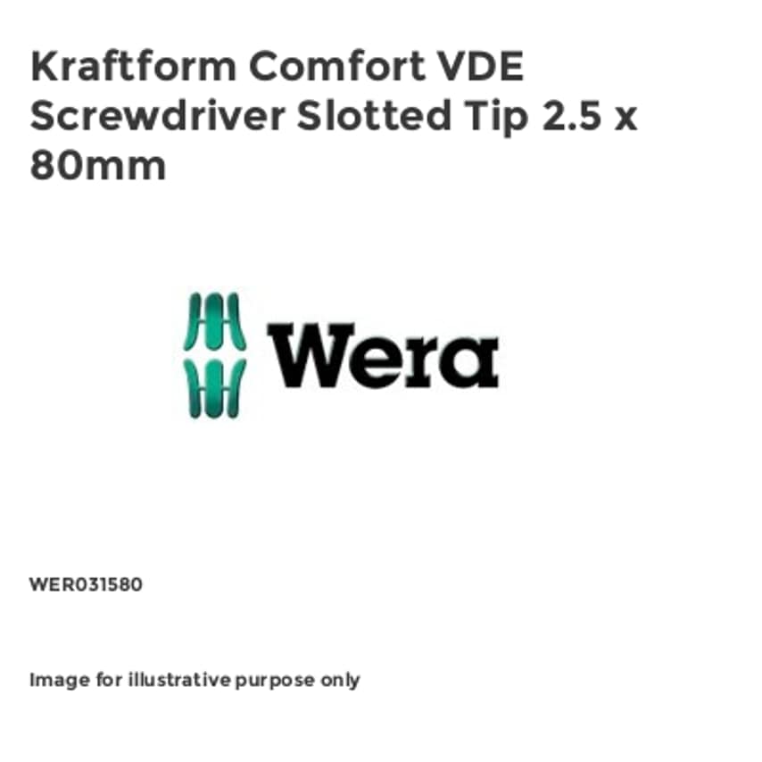 Kraftform Comfort VDE Screwdriver Slotted Tip 2.5 x 80mm