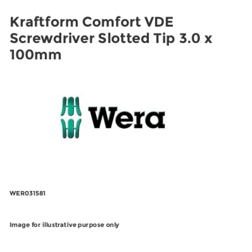 Kraftform Comfort VDE Screwdriver Slotted Tip 3.0 x 100mm WER031581