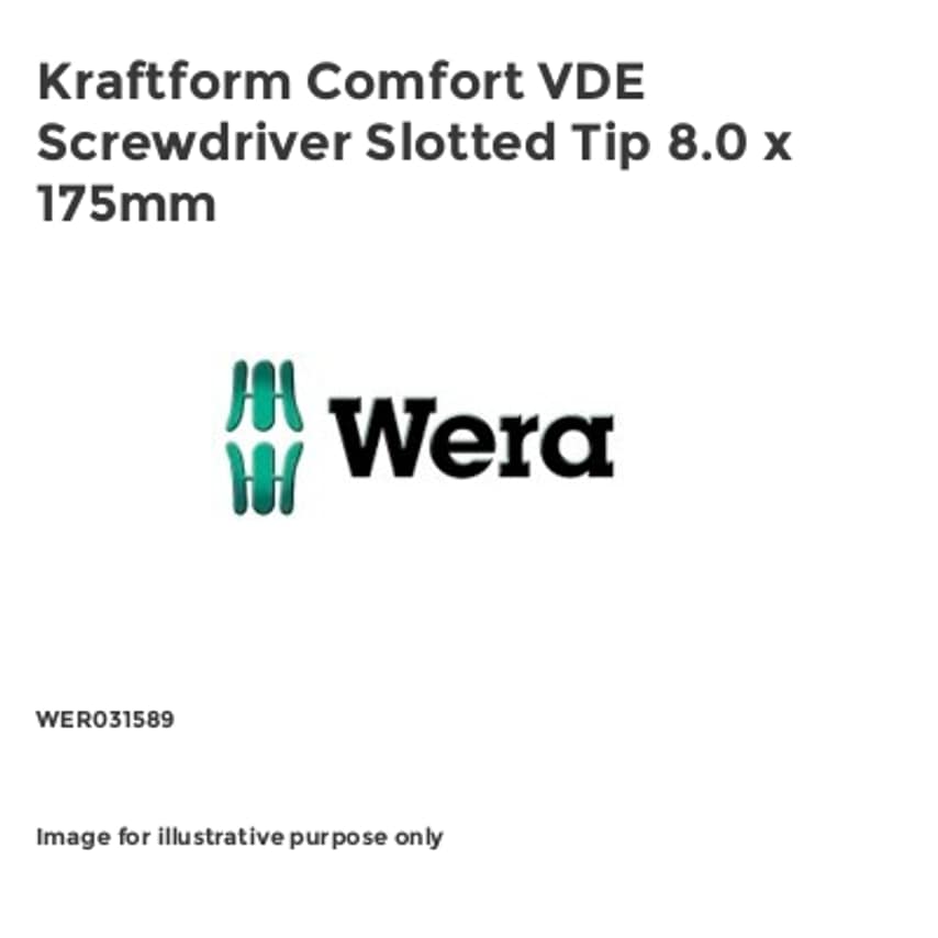 Kraftform Comfort VDE Screwdriver Slotted Tip 8.0 x 175mm