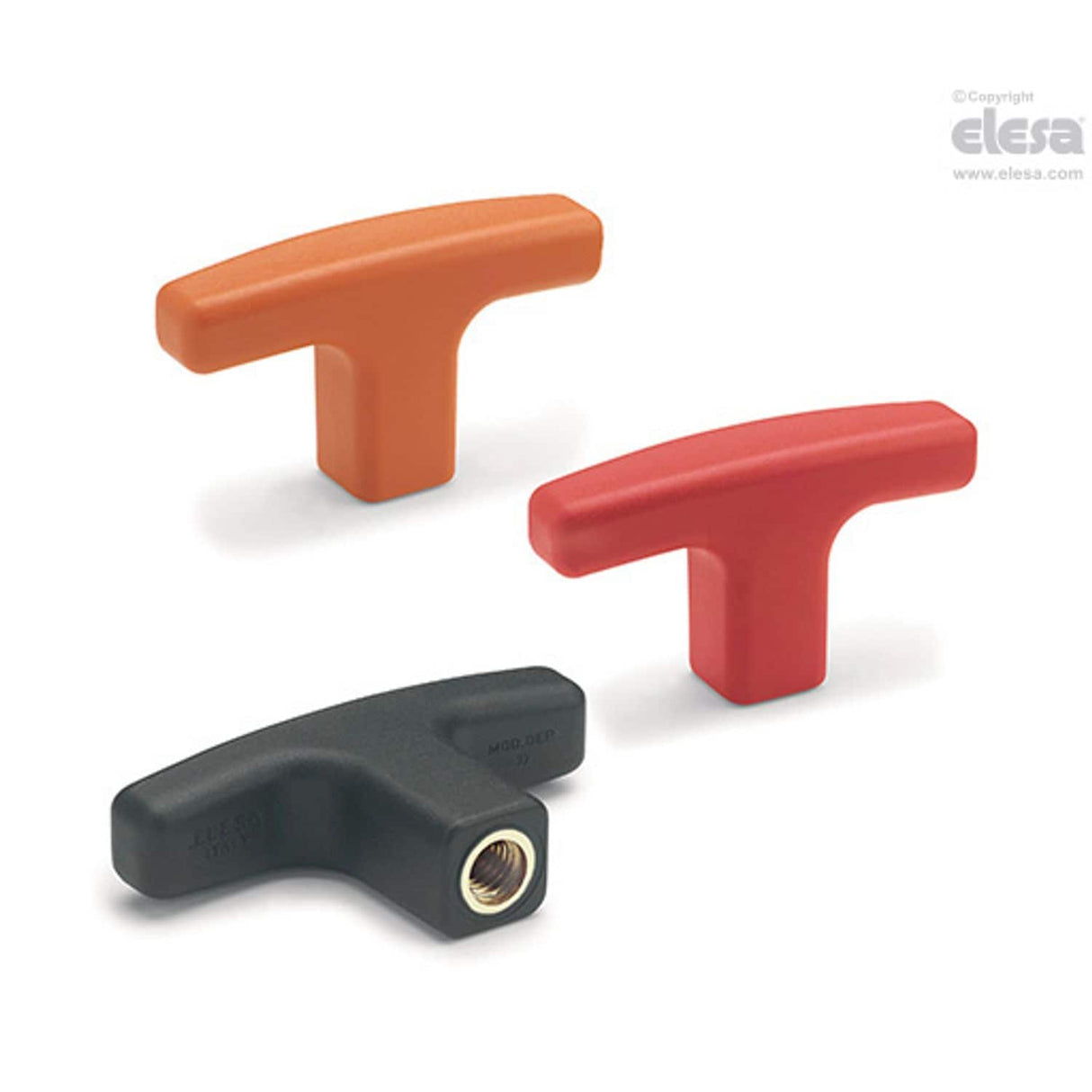 L652 T-Handles Technopolymer Plain or threaded hole L.652/95 B-M12-C9