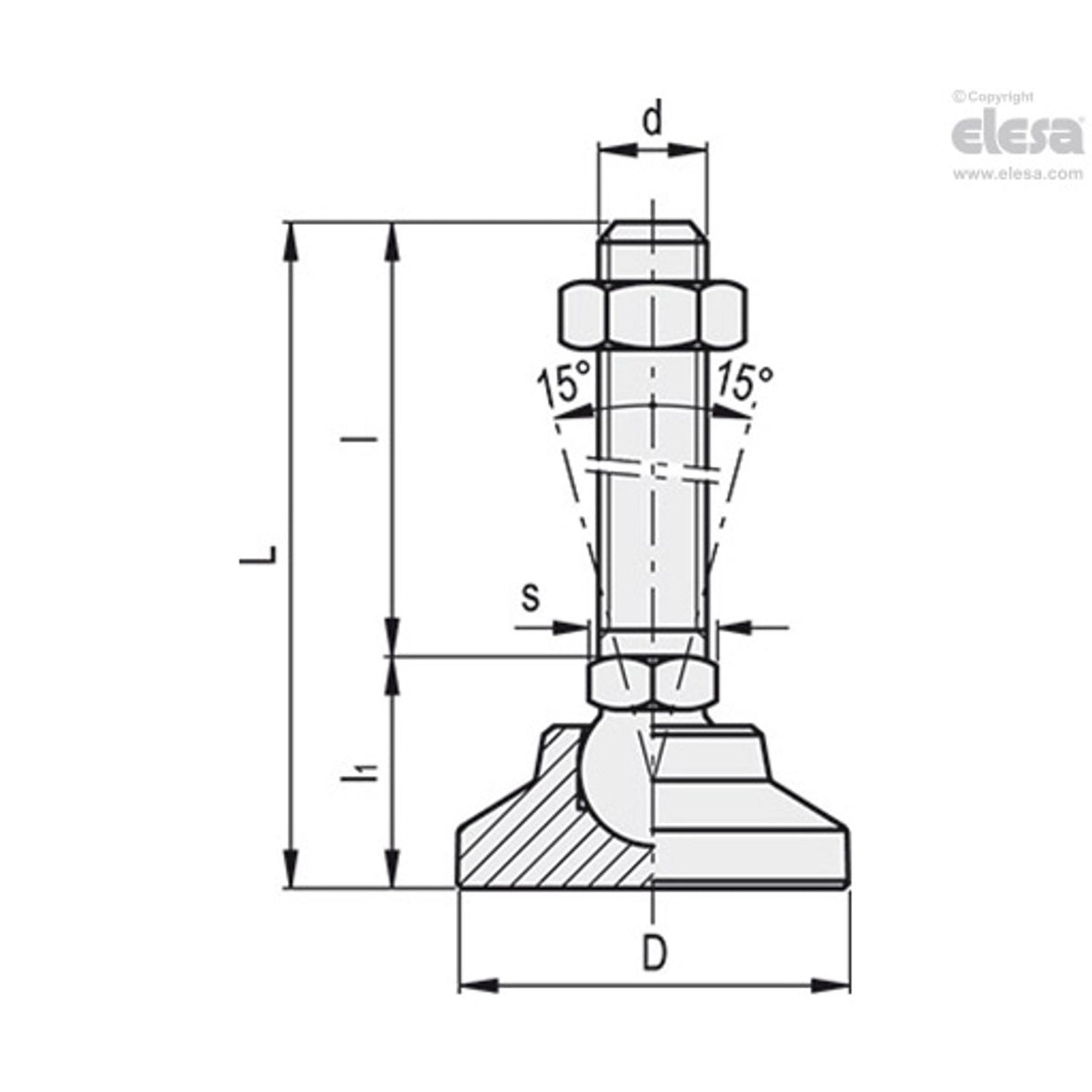 LM Levelling feet Steel or stainless steel base and stem LM.50-SST M16x63